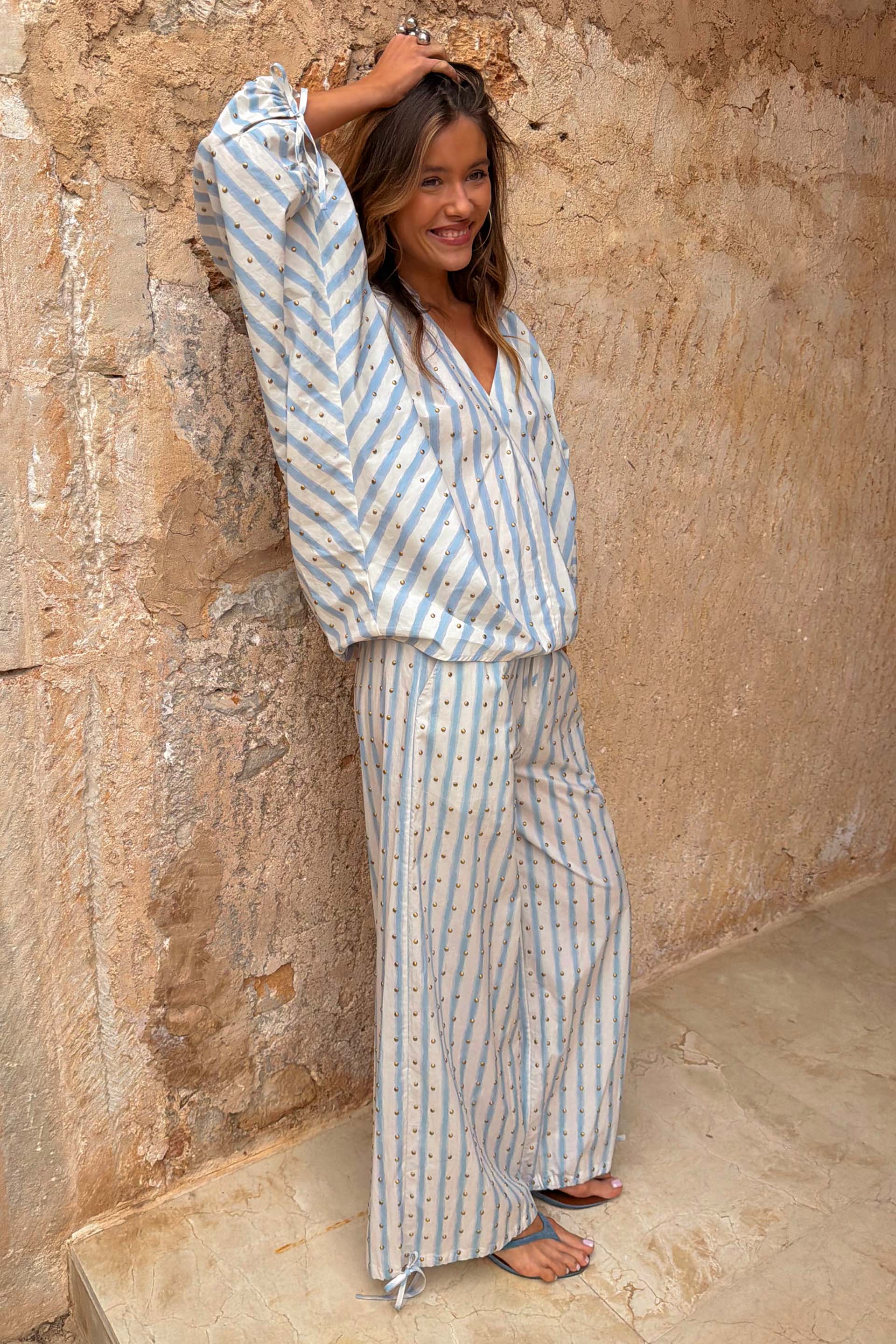 Blue Stripe Balloon Trouser