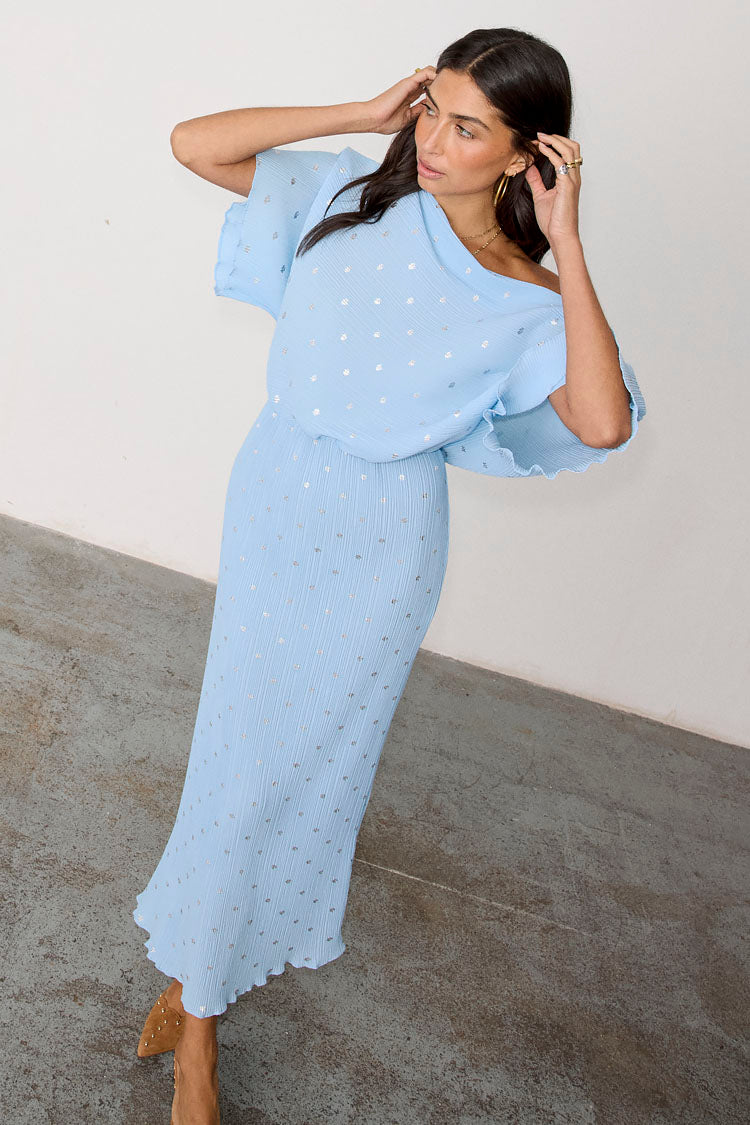 Ice Blue Plisse Tilly Dress