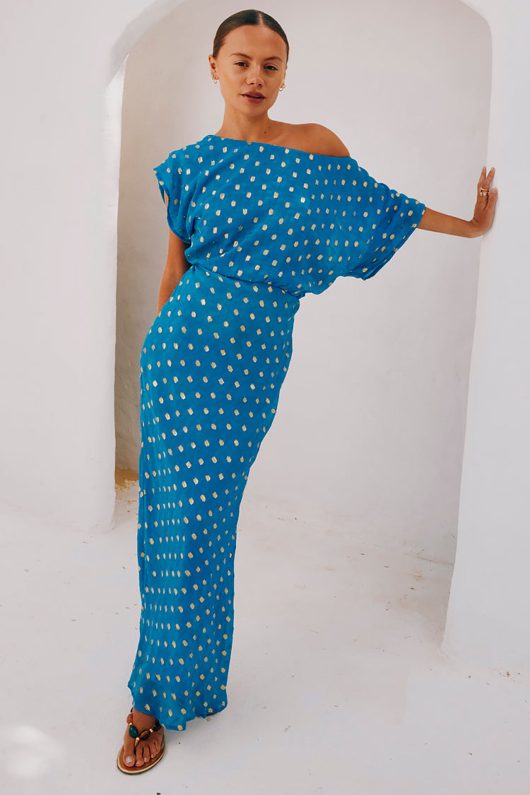Blue Jacquard Tilly Dress