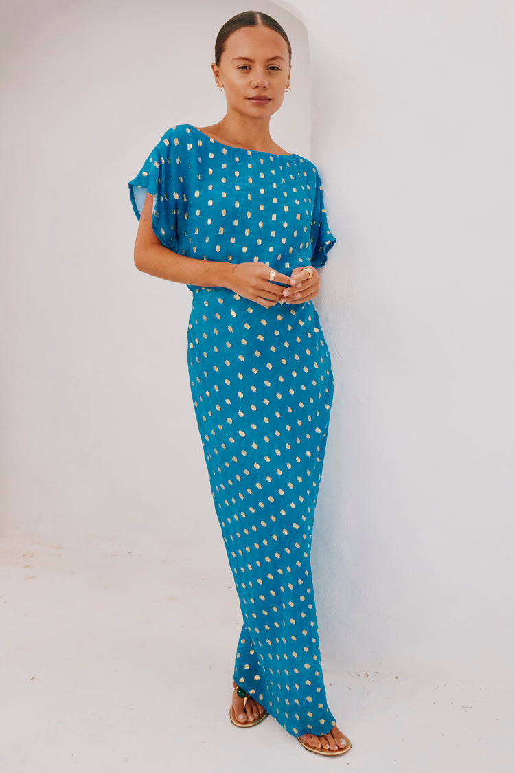 Blue Jacquard Tilly Dress