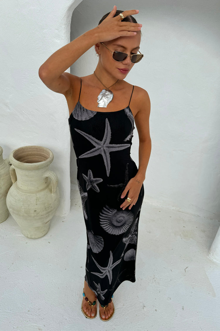 Black Seashell Mesh Cami Dress