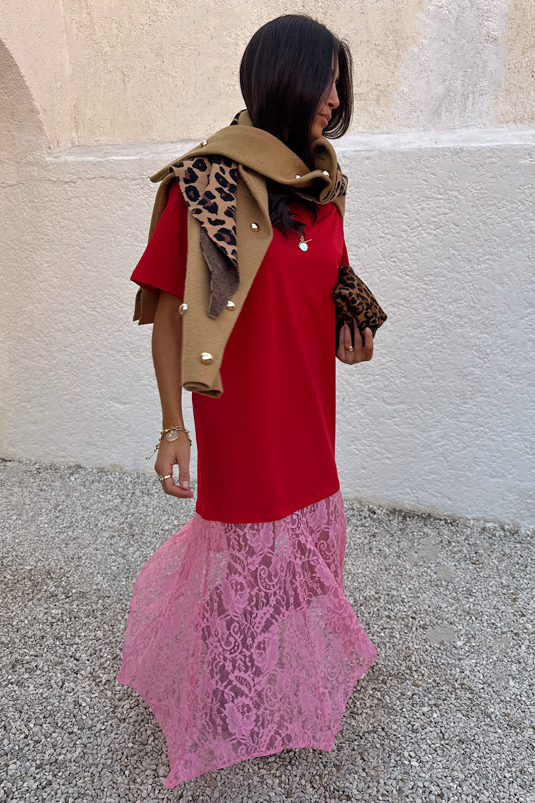 Red and Pink Cara T-Shirt Dress