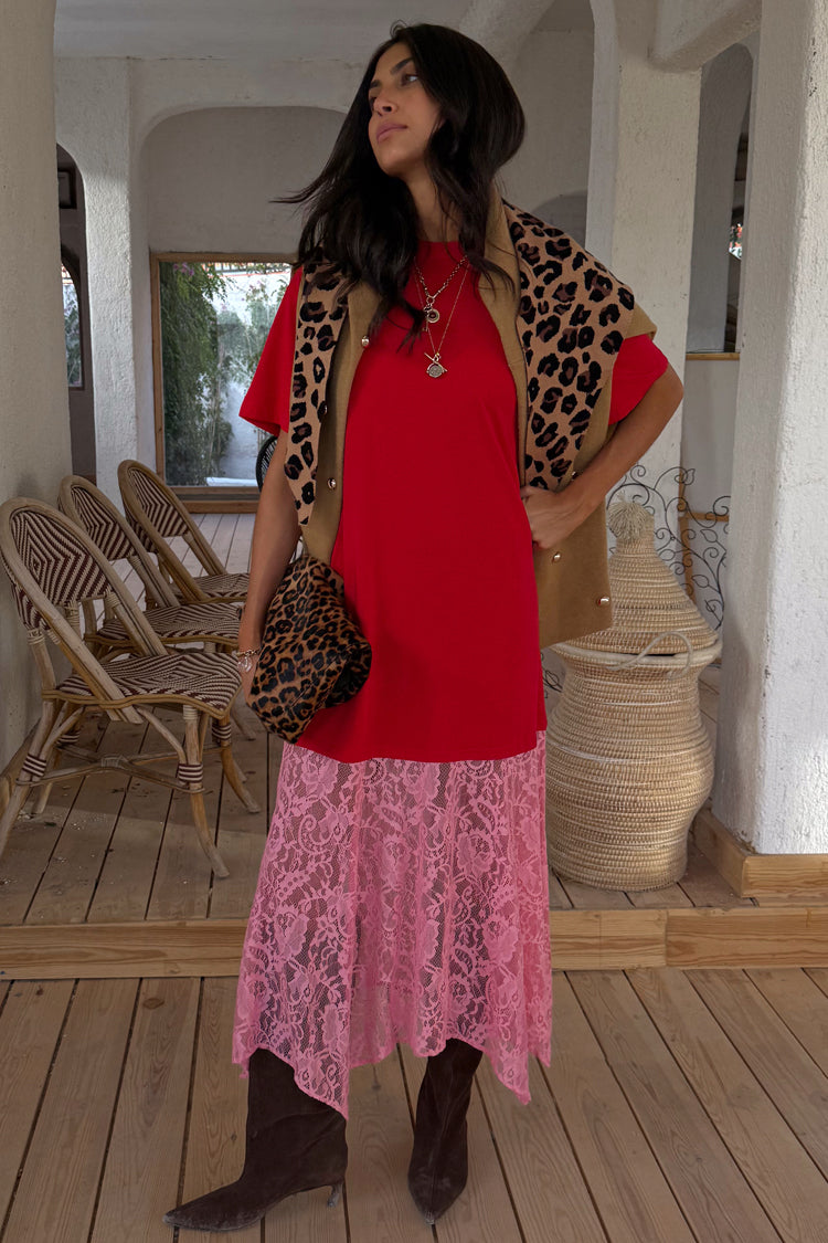 Red and Pink Cara T-Shirt Dress