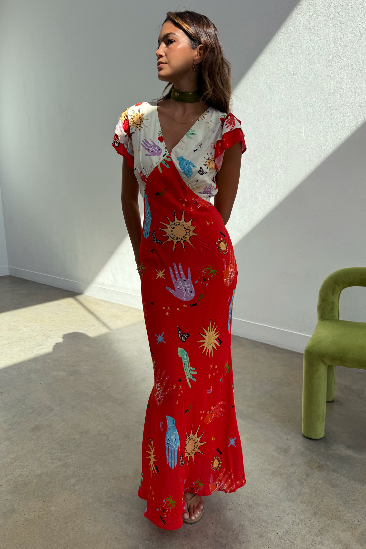 Red Celestial Midi Dress