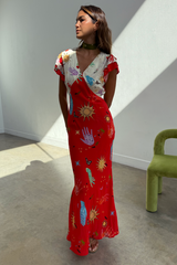 Red Celestial Midi Dress