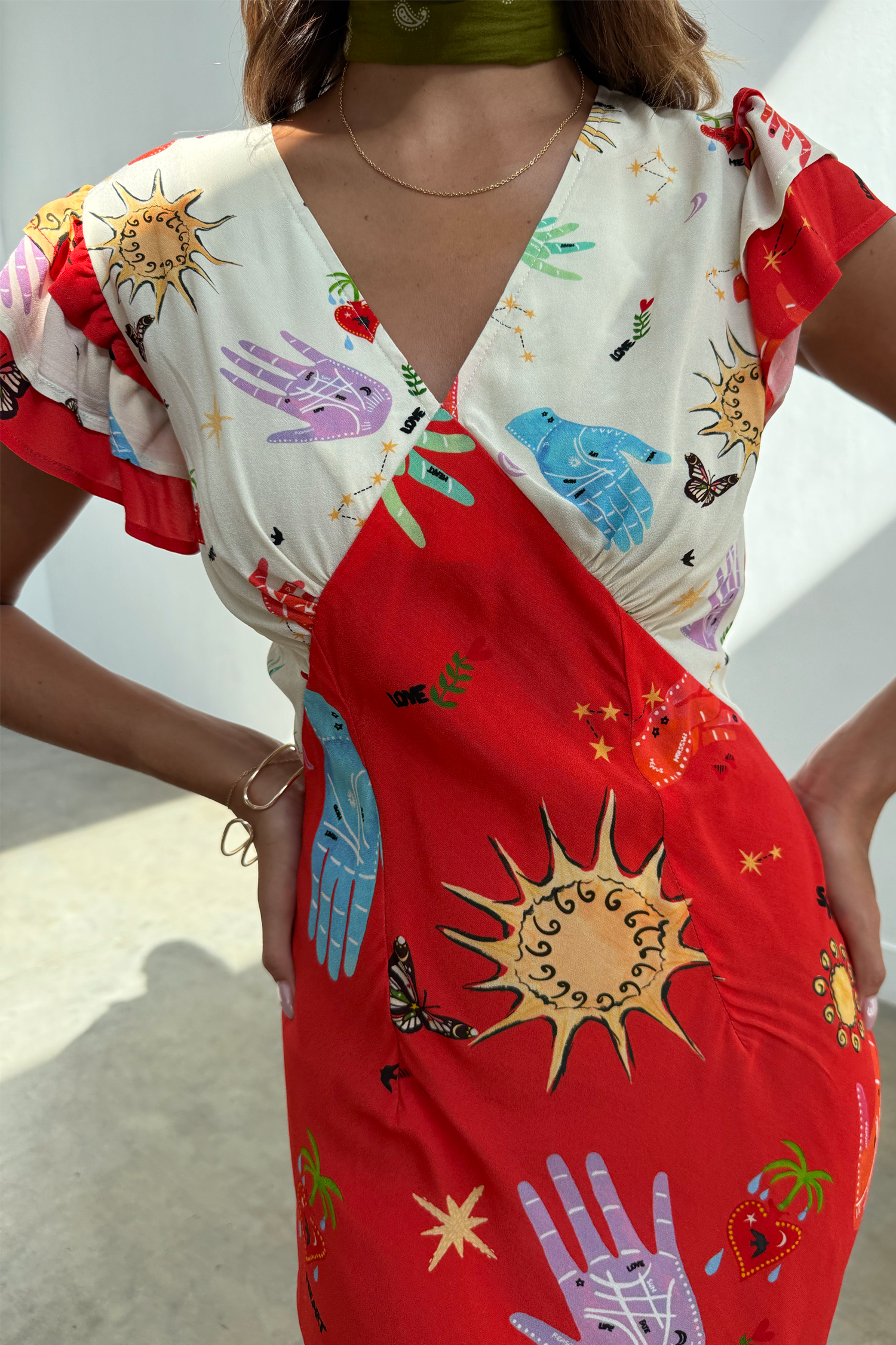 Red Celestial Midi Dress