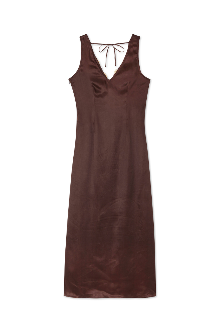 Chocolate Beaded Allegra Dress