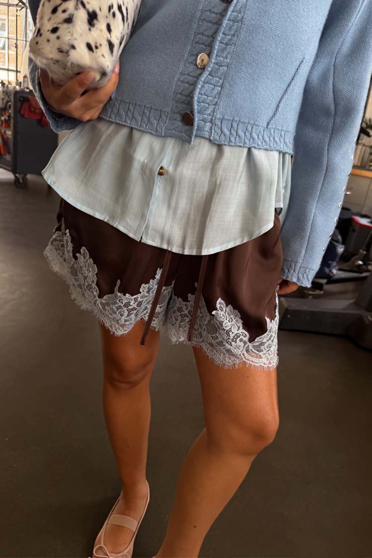 Chocolate and Blue Lace Shorts