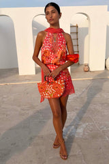 Coral Deer Poppy Lily Top