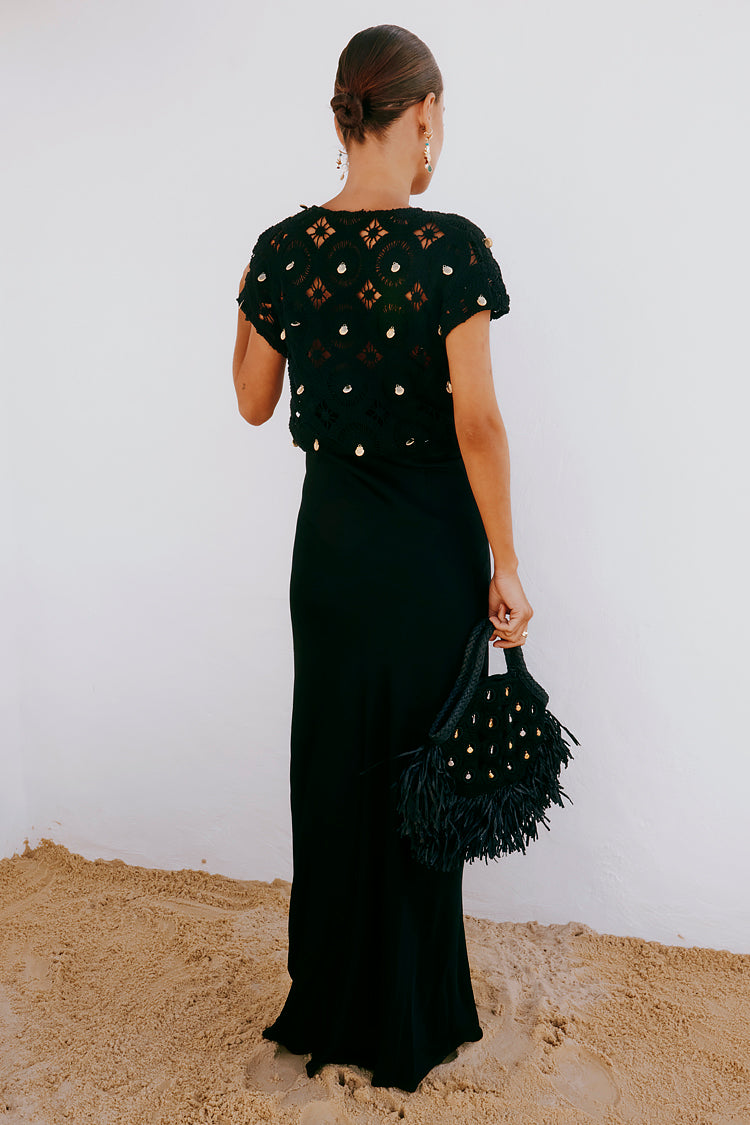 Black Crochet Shell Elodie Dress Petite