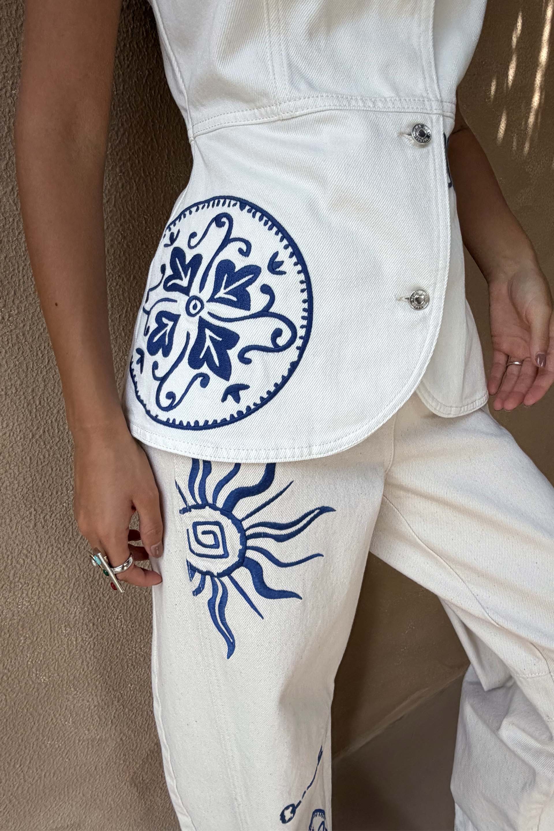 Dolce Vita Embroidered Denim Waistcoat