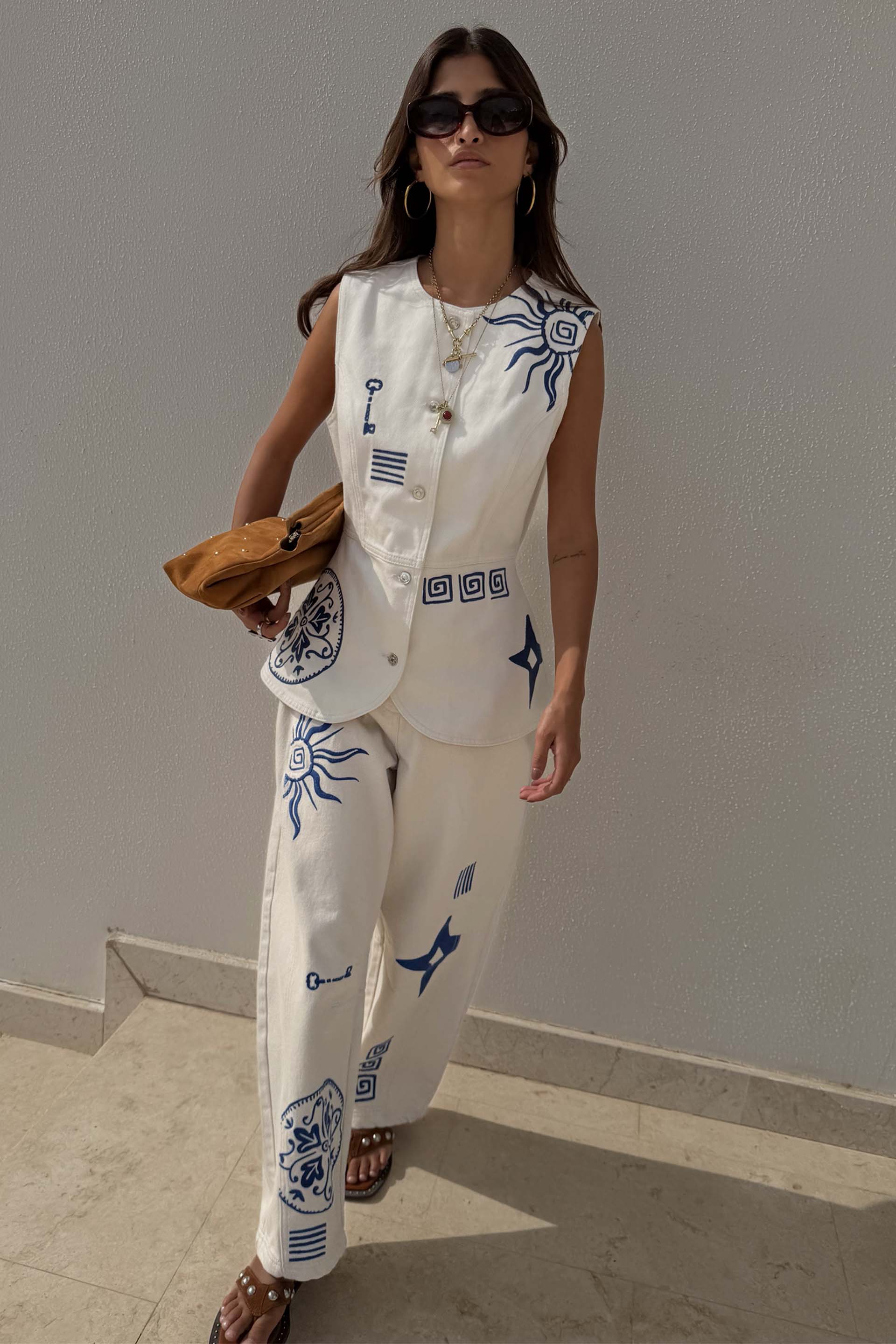 Dolce Vita Embroidered Denim Barrel Leg Jeans
