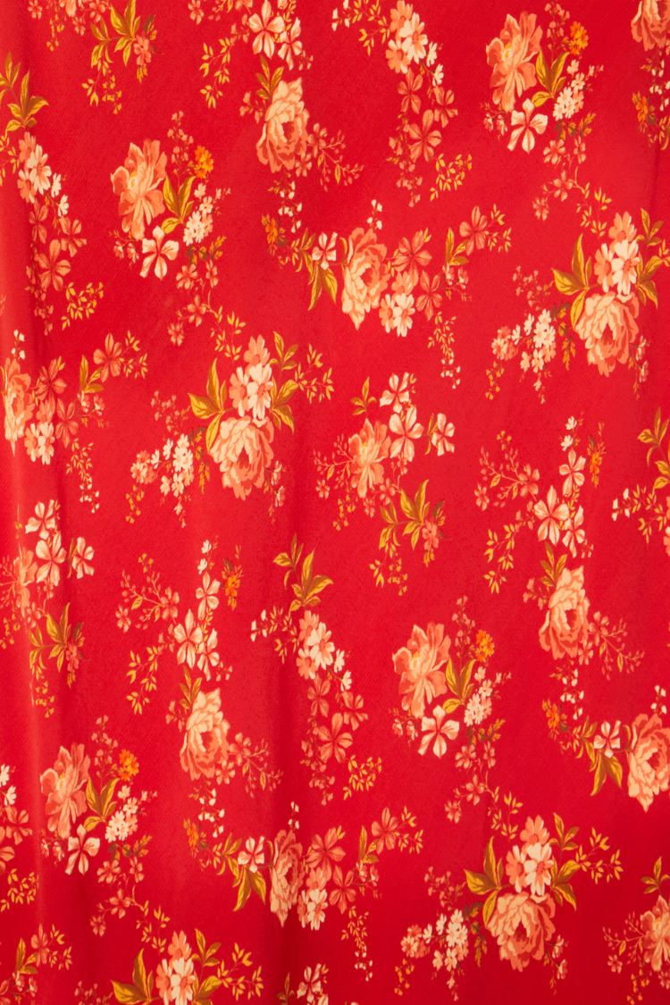 Red Floral Halter Dress