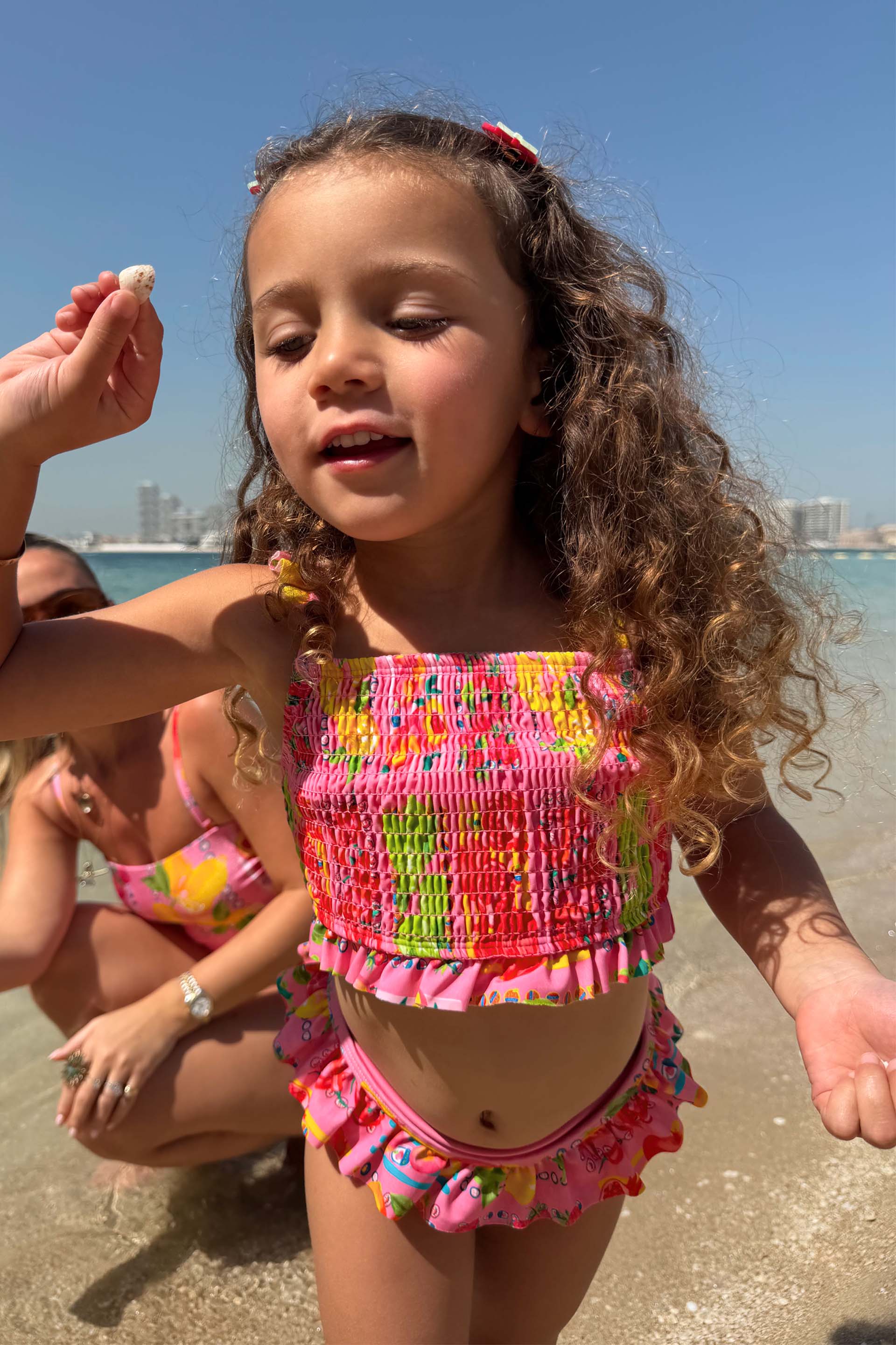 Girls Pink Fruit Crop Bikini Set