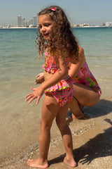 Girls Pink Fruit Crop Bikini Set