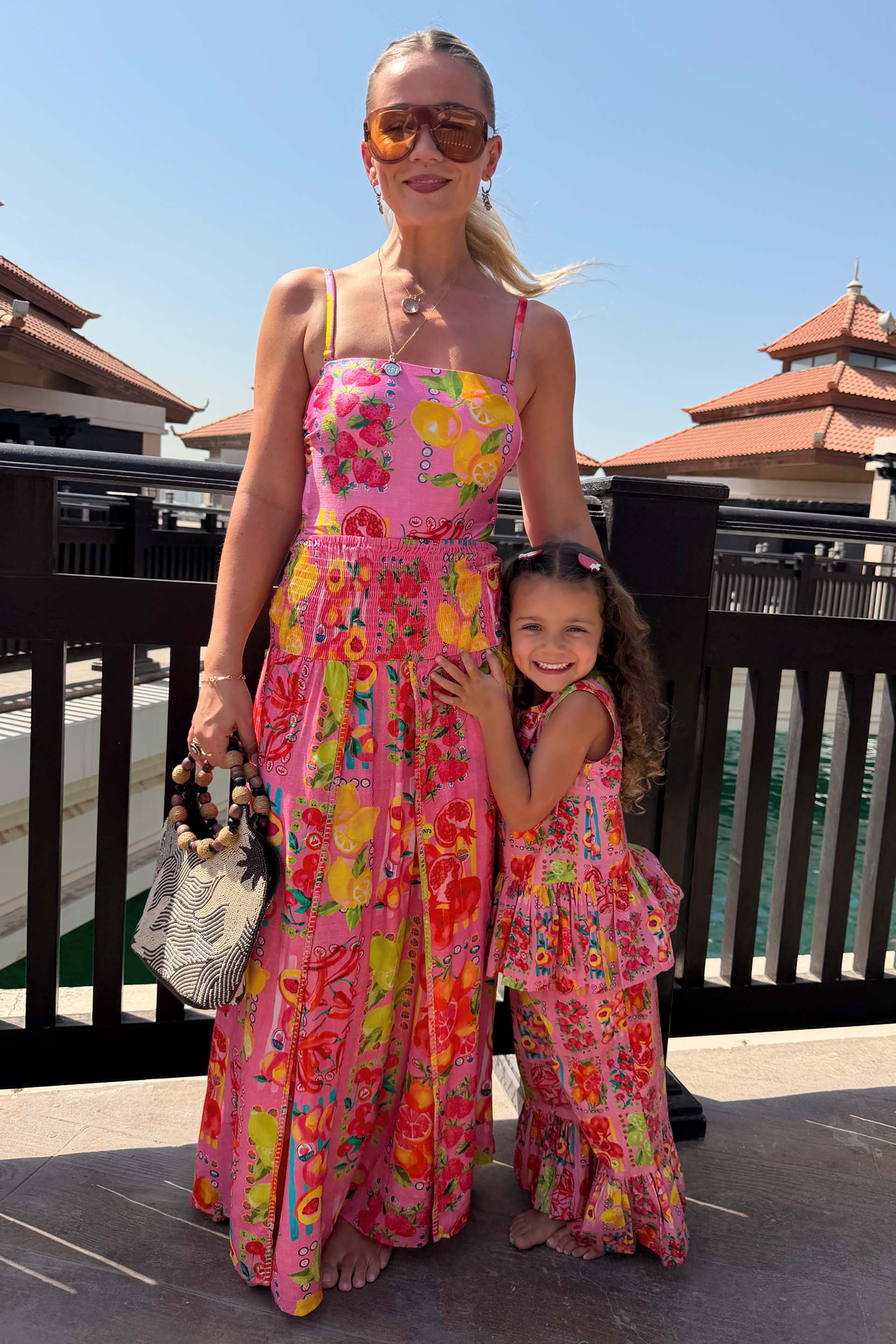 Girl's Pink Fruit Wide Leg Set