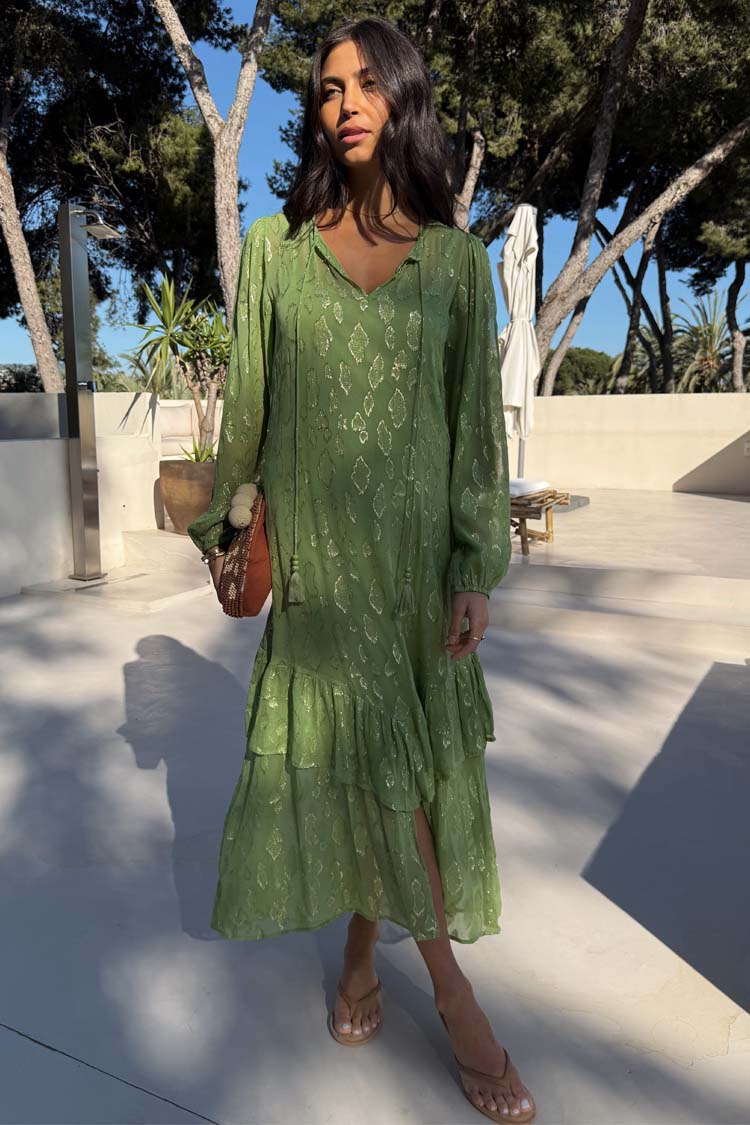 Green Jacquard Harmony Dress Petite