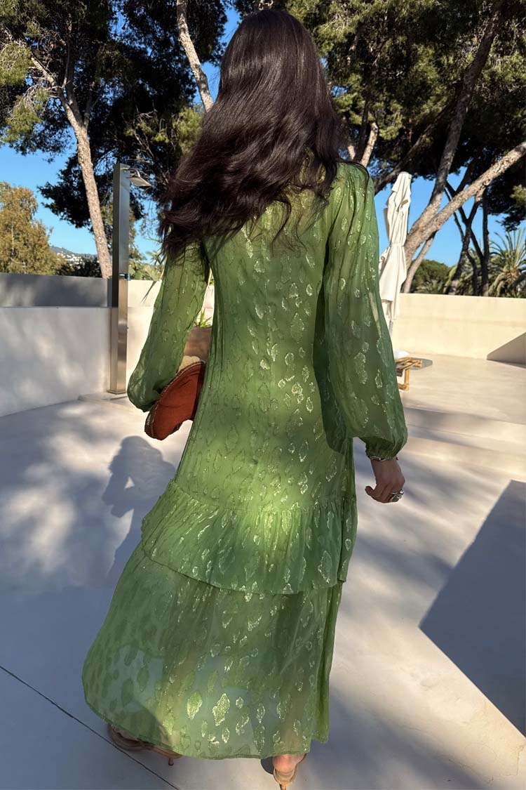 Green Jacquard Harmony Dress Petite
