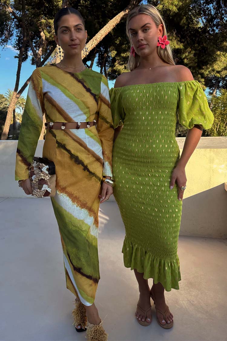 Olive Jojo Dress with Gold Fleck