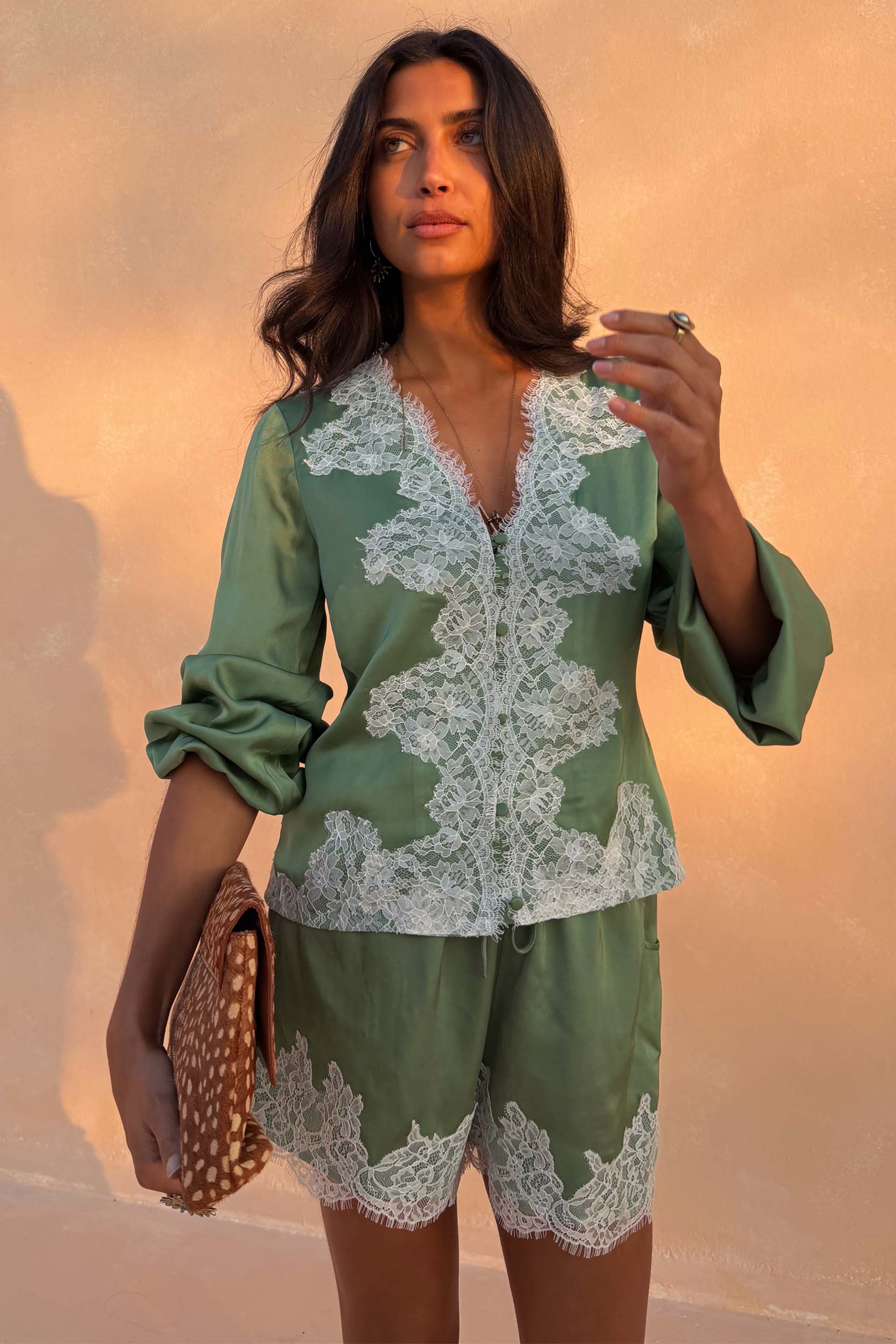 Green Lace Maeva Shorts