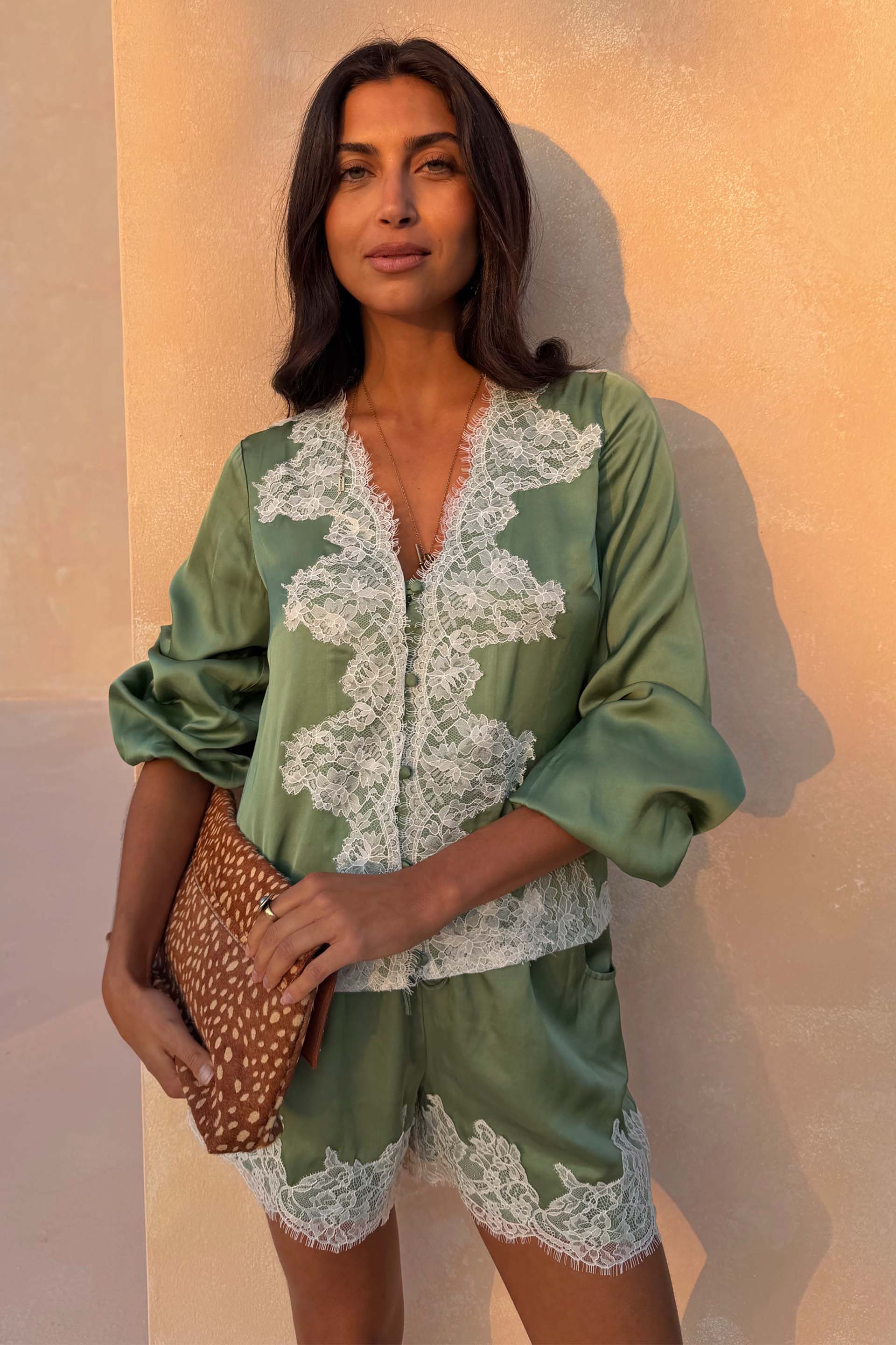 Green Lace Maeva Shorts