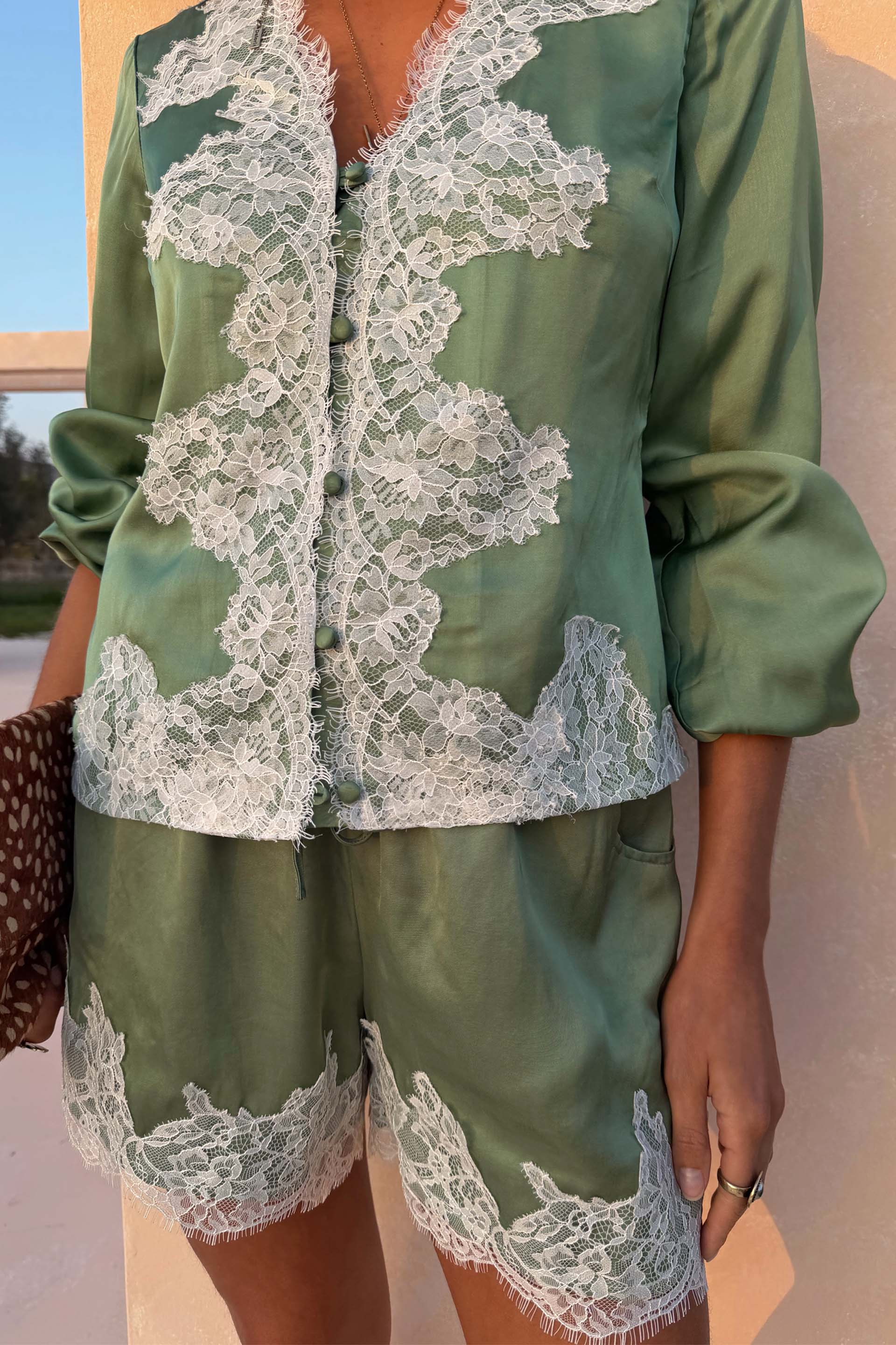 Green Lace Maeva Shorts