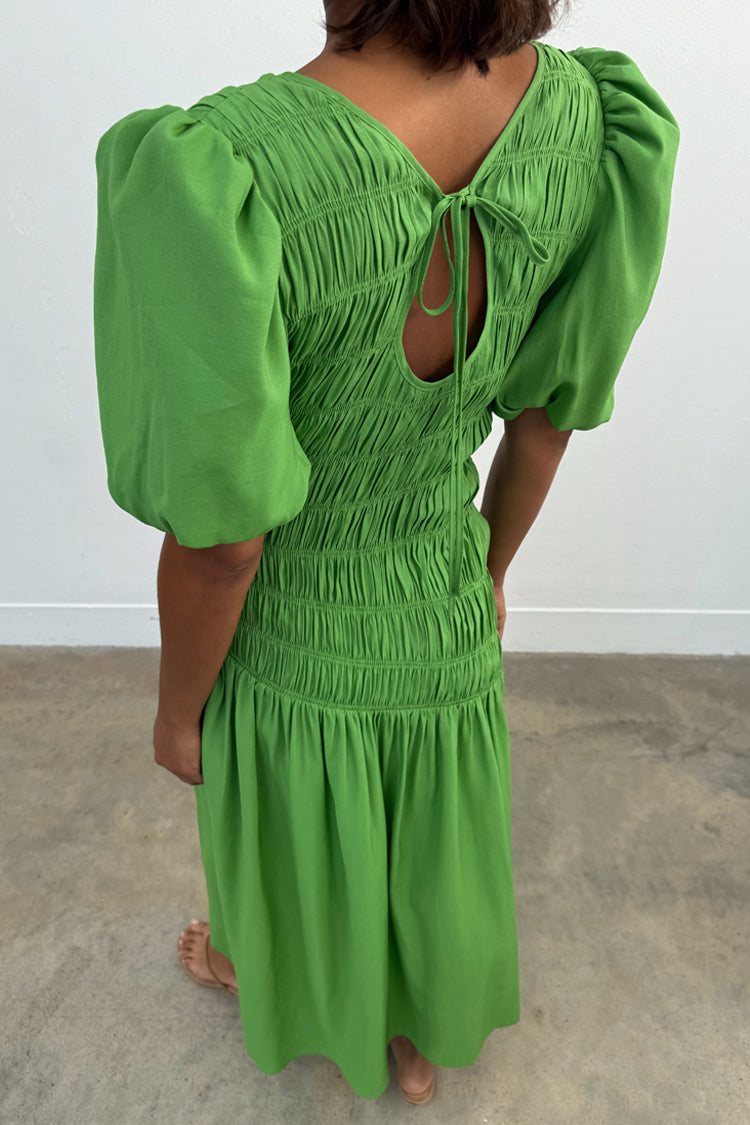 Green Shirred Nara Dress