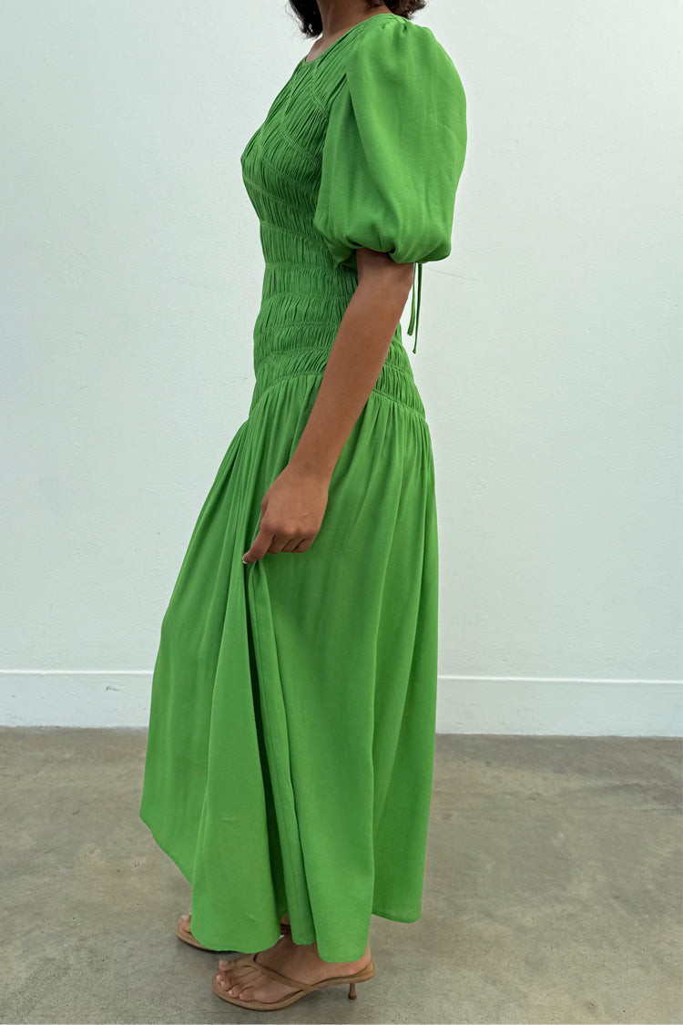 Green Shirred Nara Dress
