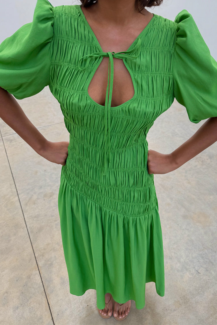 Green Shirred Nara Dress