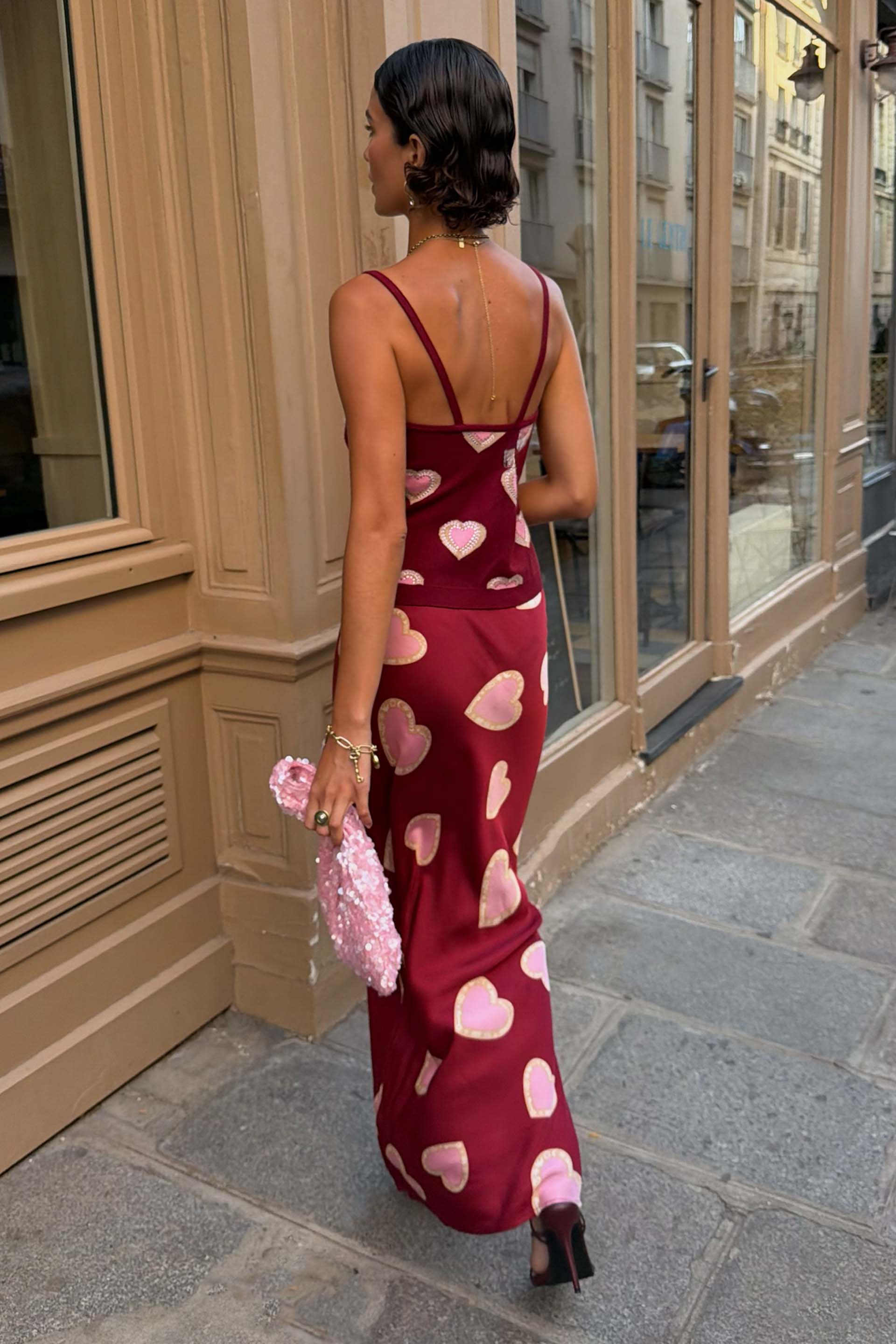 Burgundy Hearts Cami