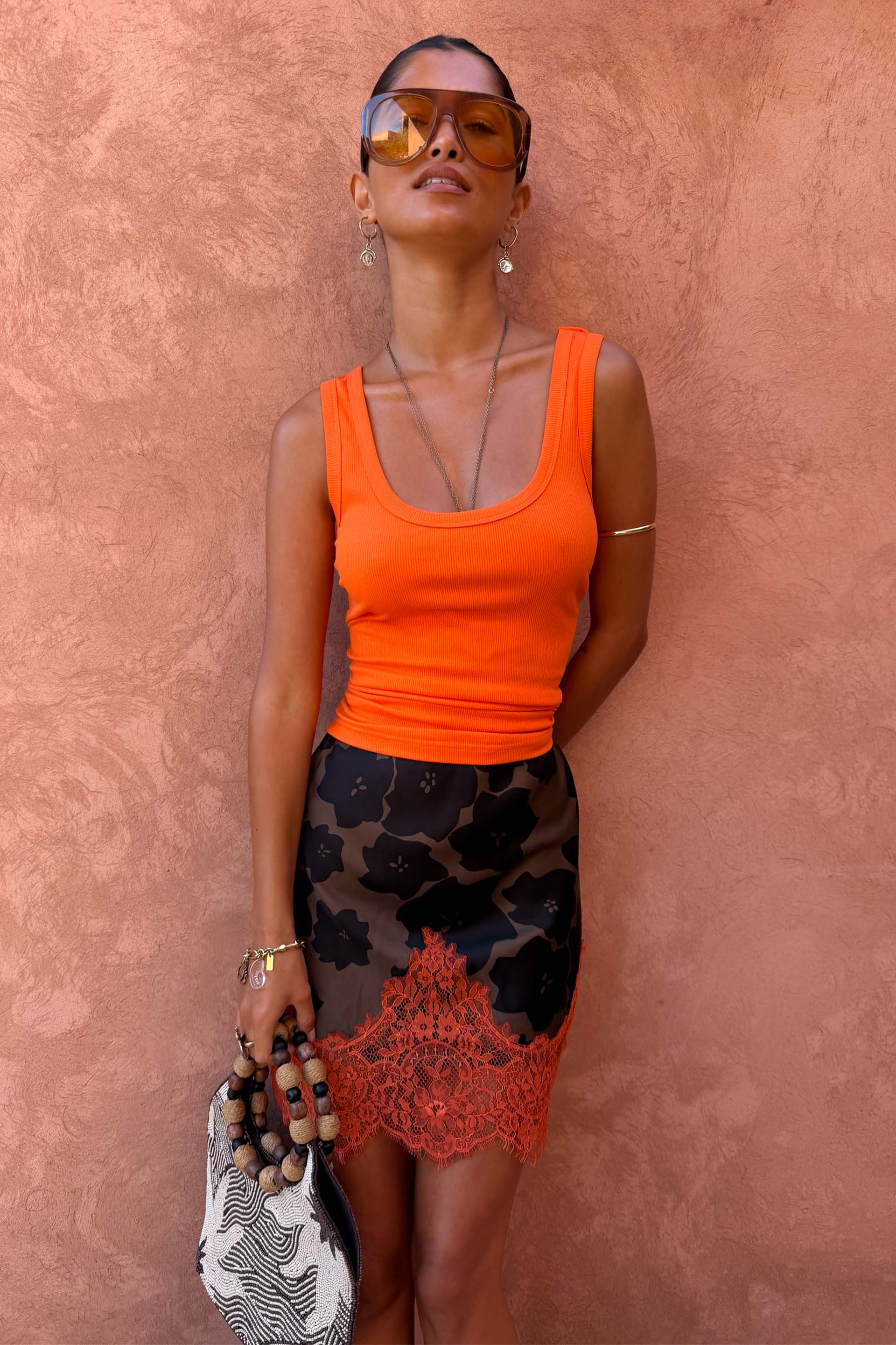 Tan Jaden Floral Mini Maeva Skirt