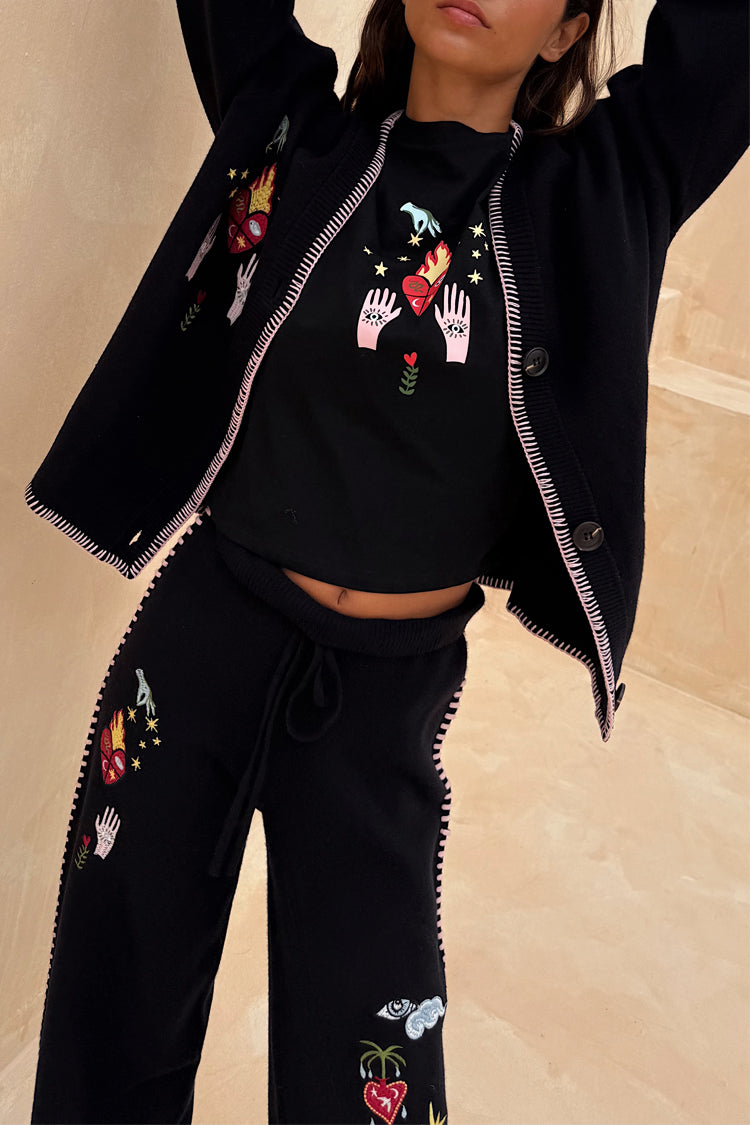 Black Night Garden Knit Jogger