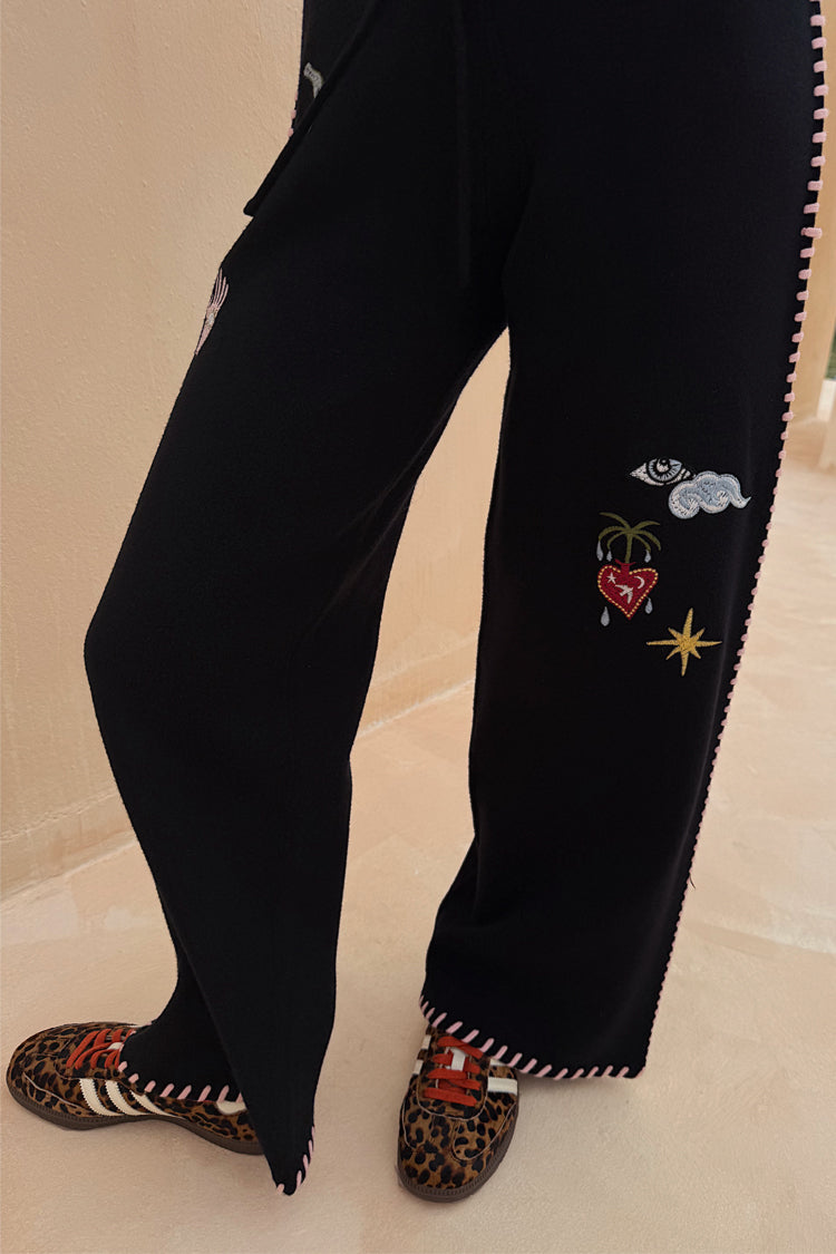 Black Night Garden Knit Jogger
