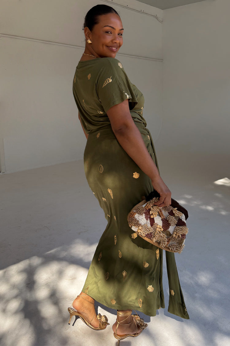 Khaki Shell Midi Dress