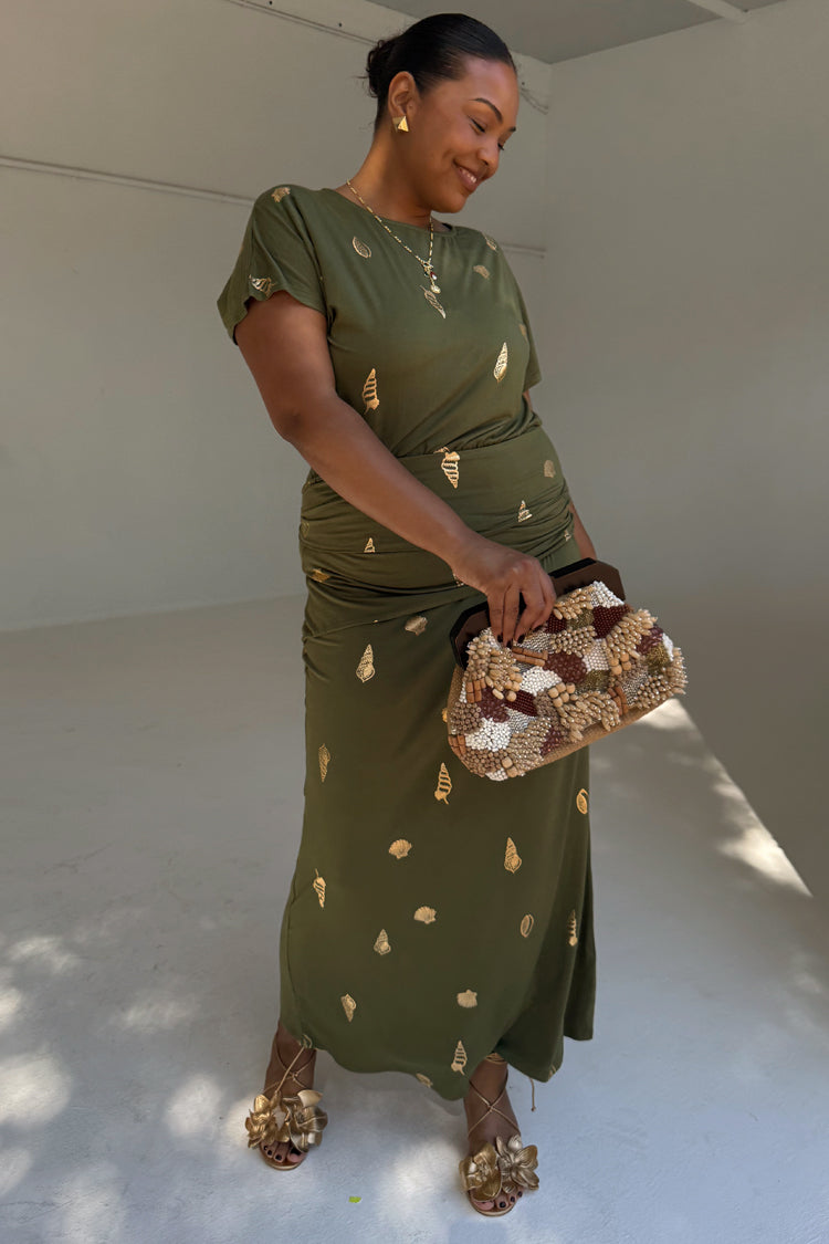 Khaki Shell Midi Dress