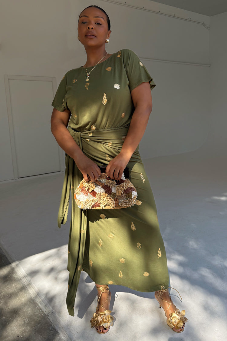 Khaki Shell Midi Dress