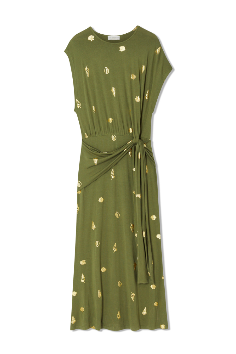 Khaki Shell Midi Dress