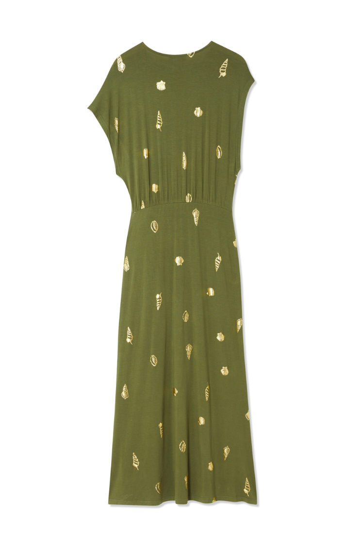 Khaki Shell Midi Dress