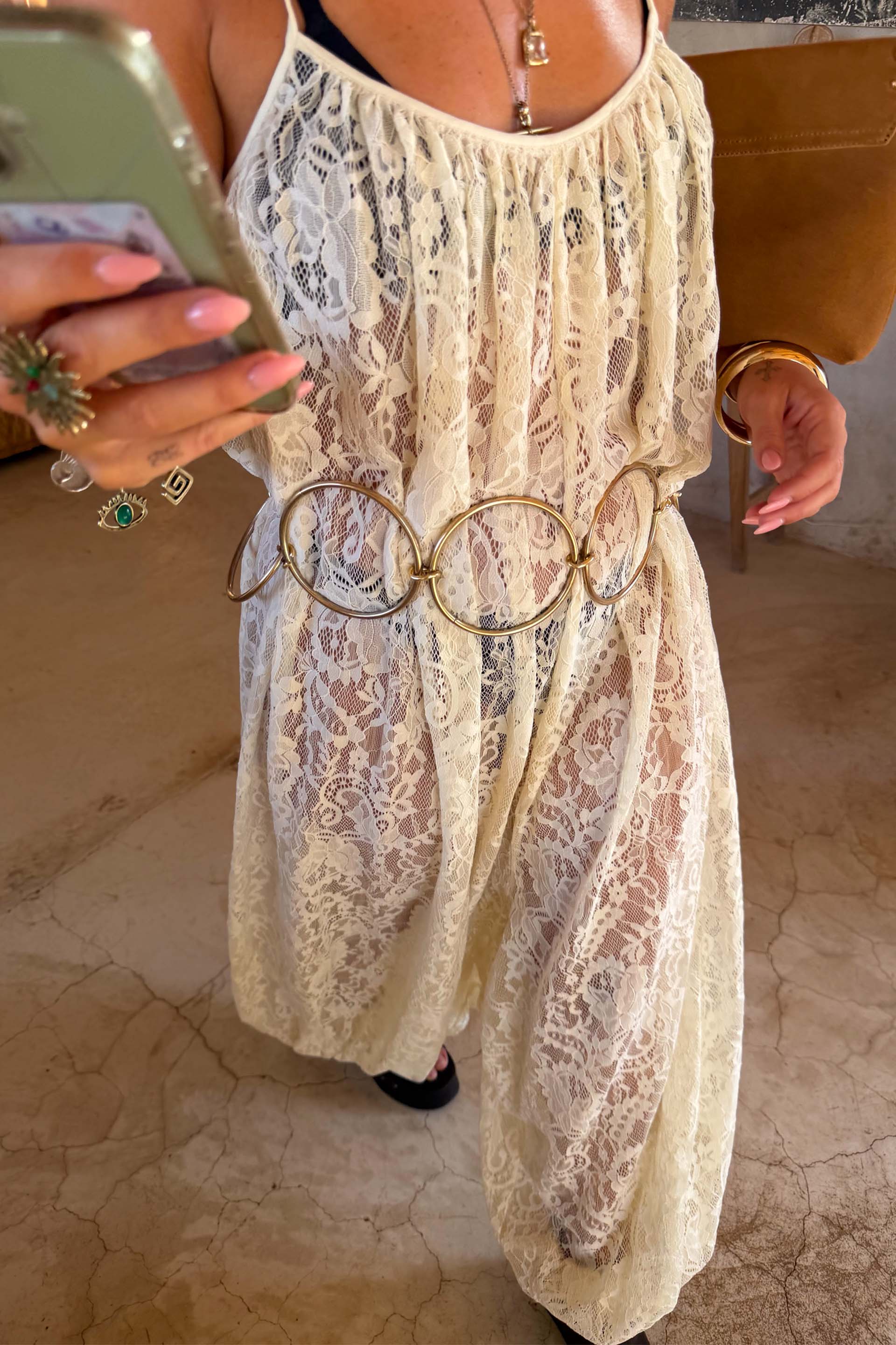 Cream Lace Balloon Jumpsuit