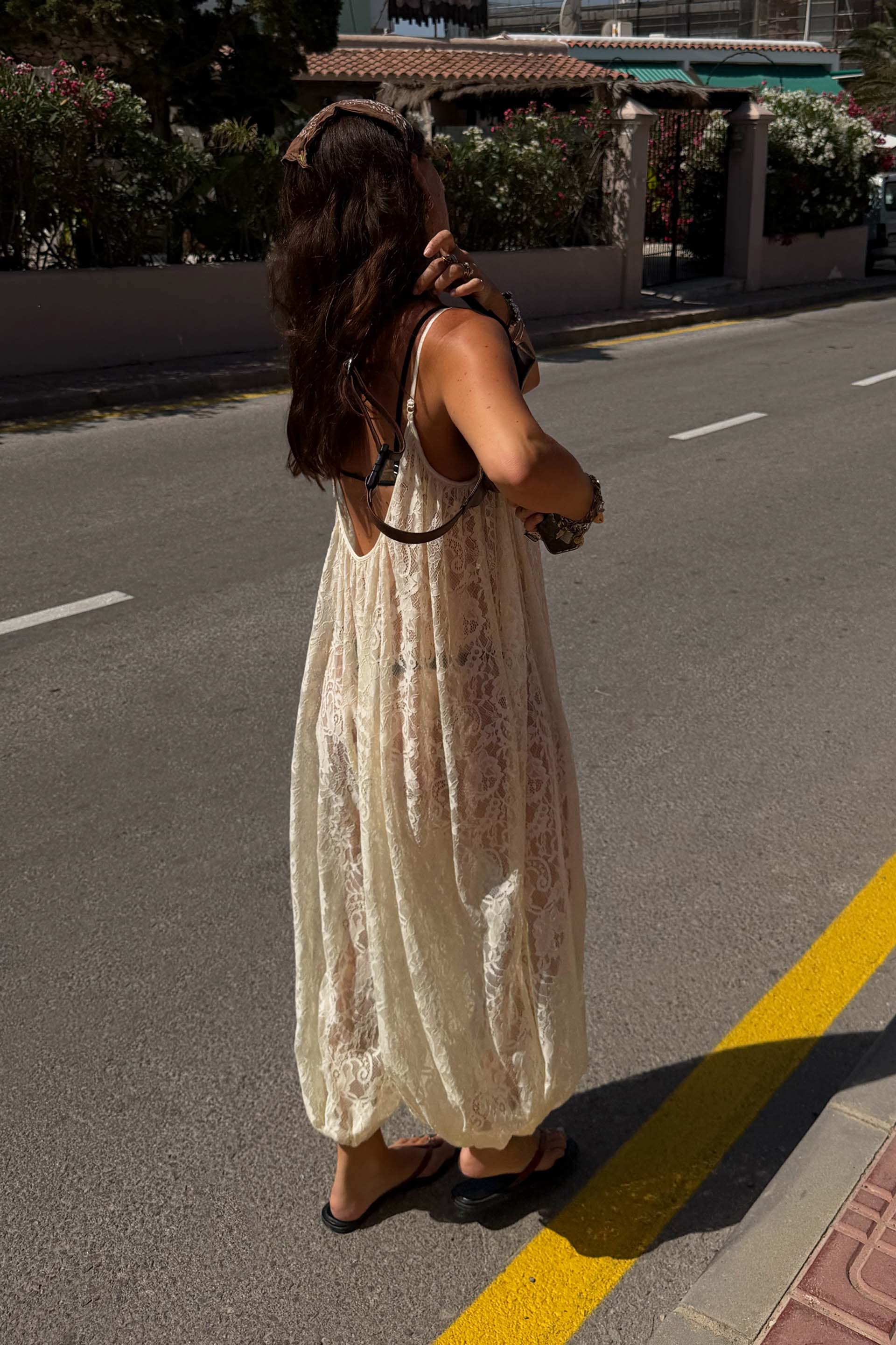 Cream Lace Balloon Jumpsuit