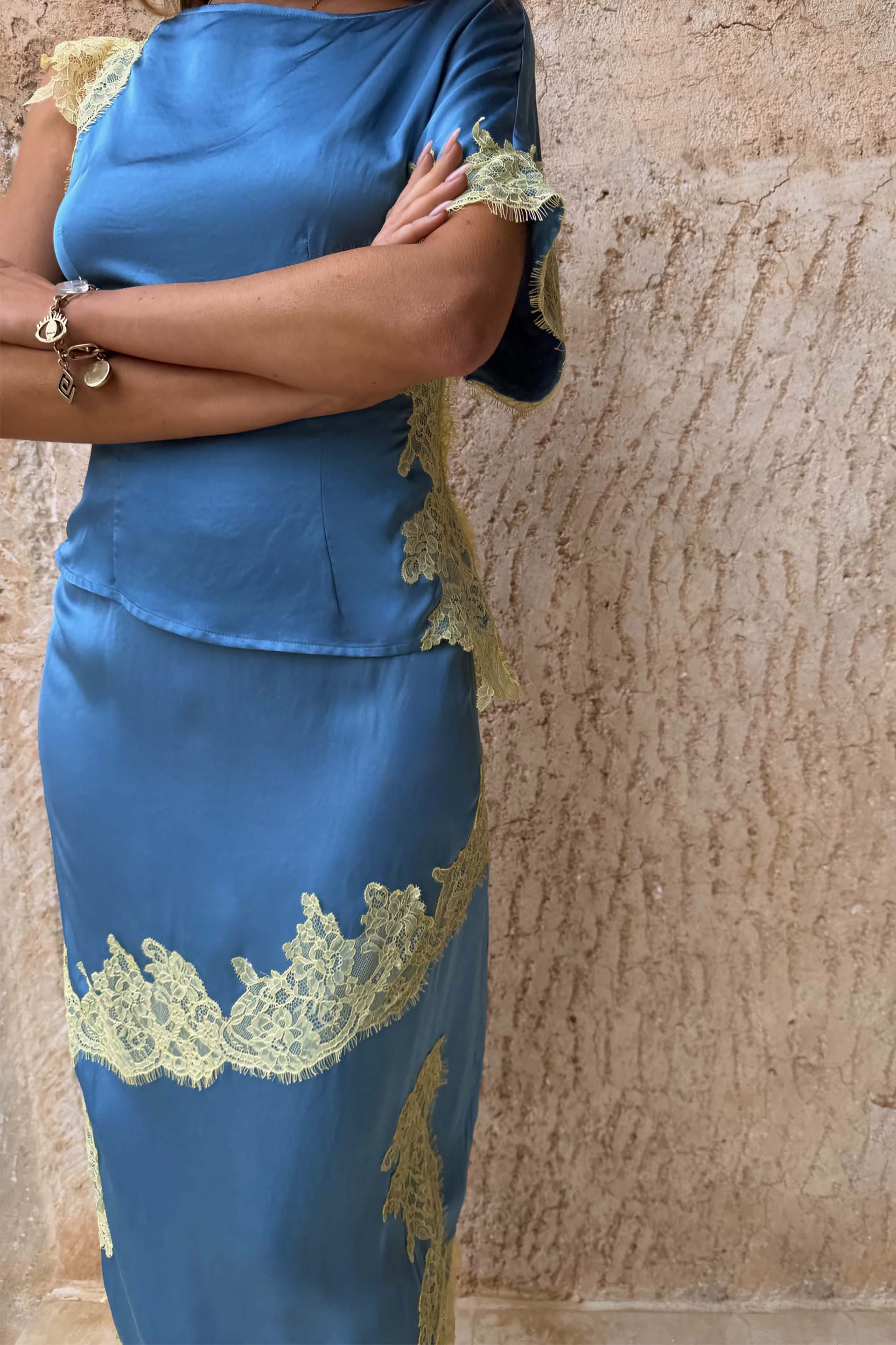 Blue and Lemon Millie Skirt