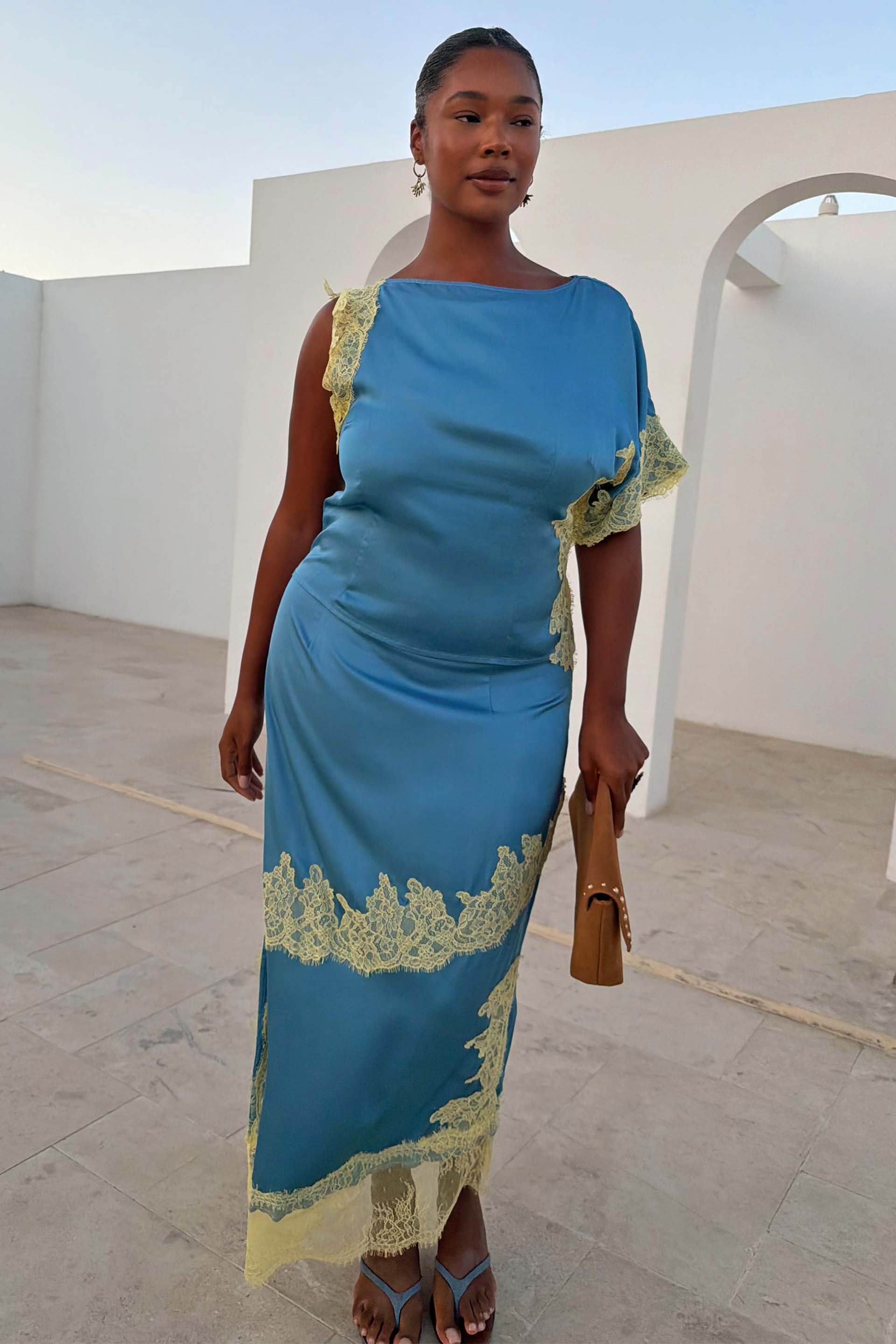 Blue and Lemon Millie Skirt