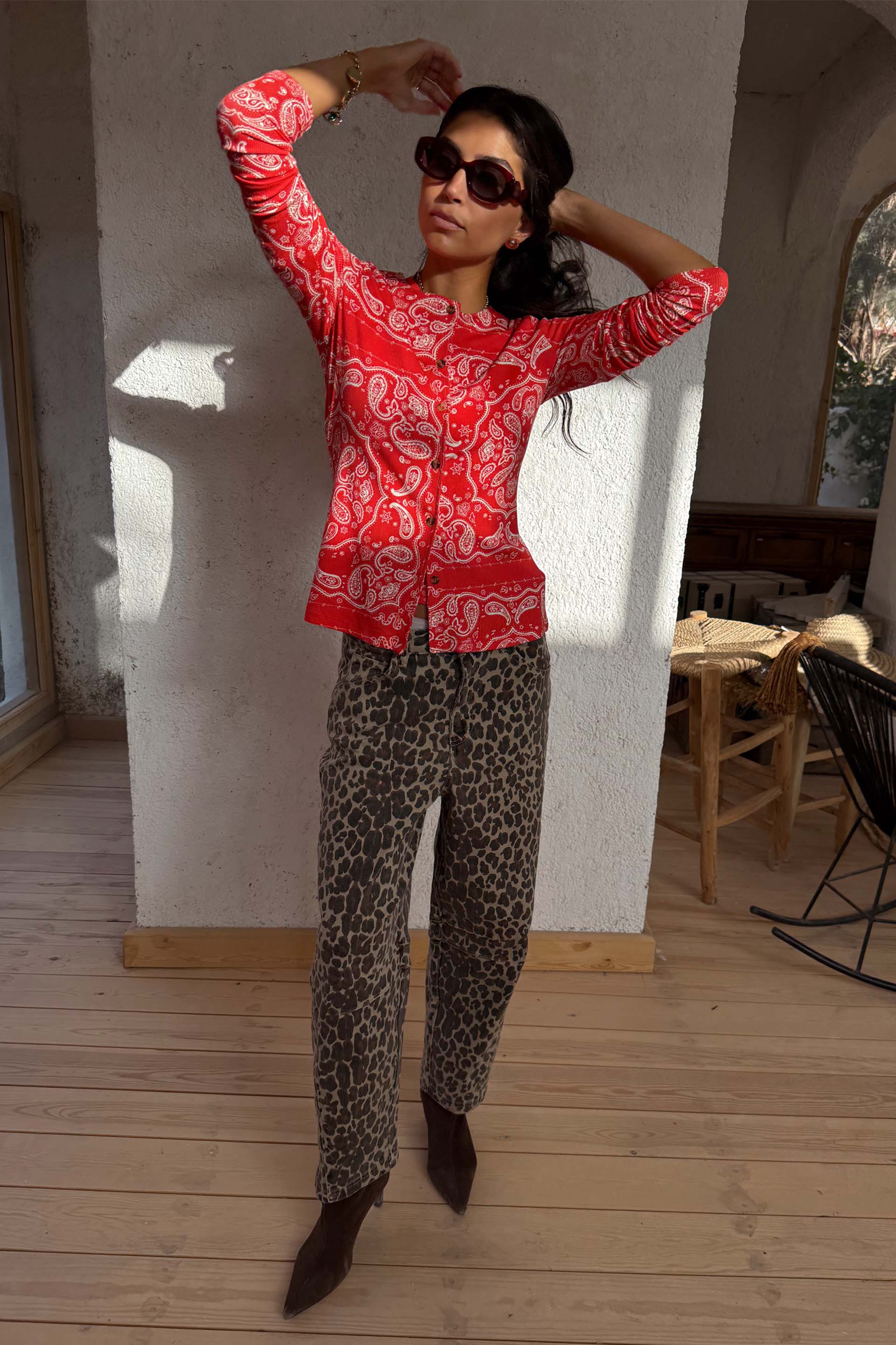 Leopard Barrel Jeans
