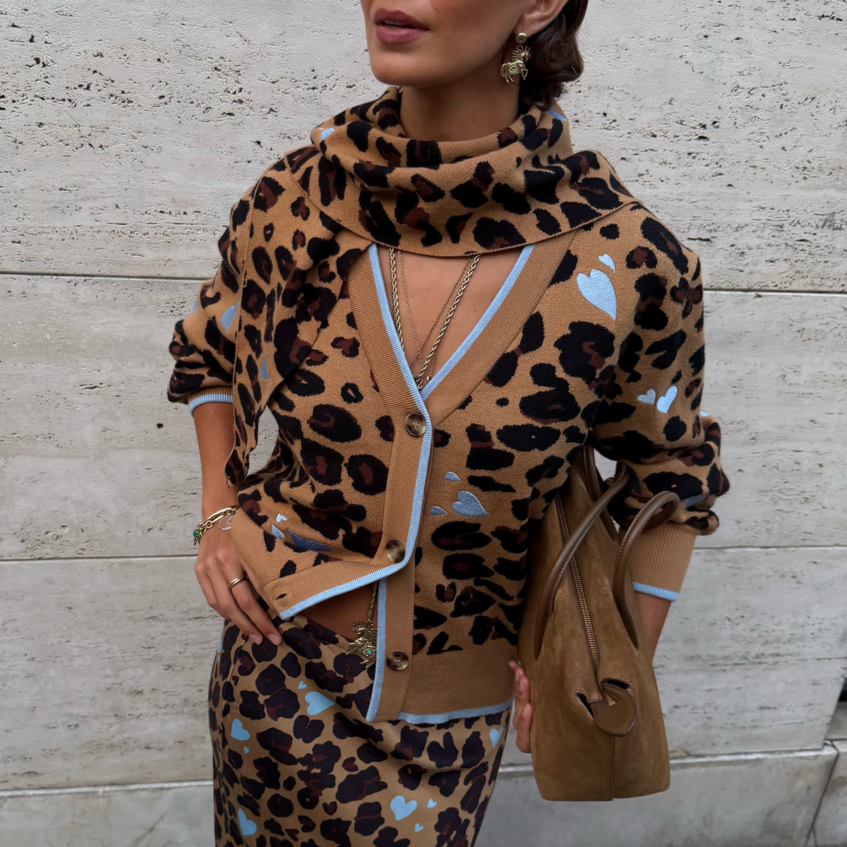 Heart Leopard Scarf