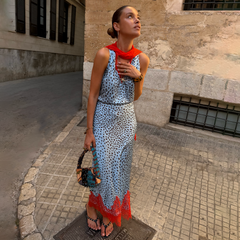 Sky Blue Deer Midi Maeva Skirt
