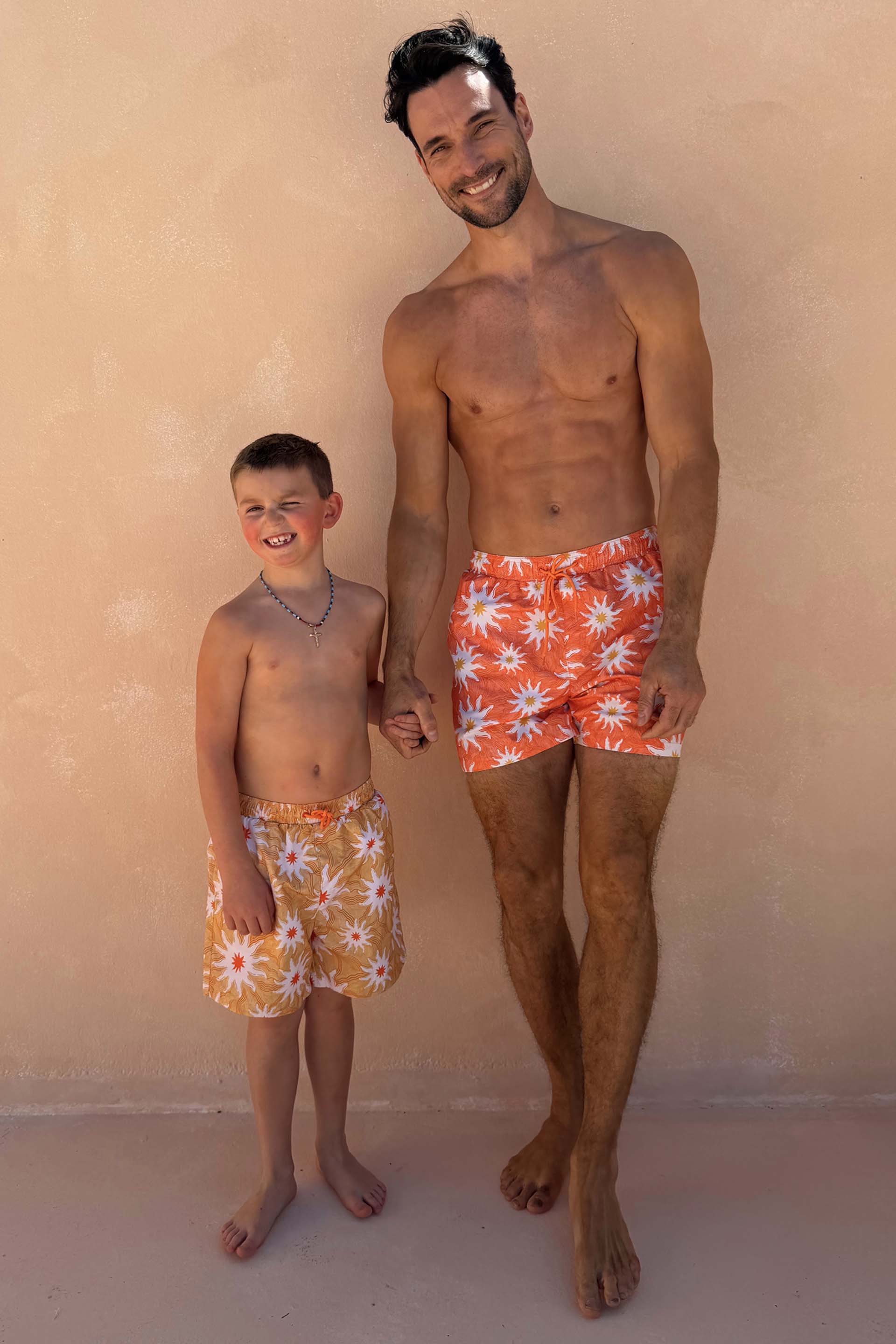 Men's Orange Sun Swim Shorts