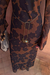 Tan Jaden Floral Mesh Dress