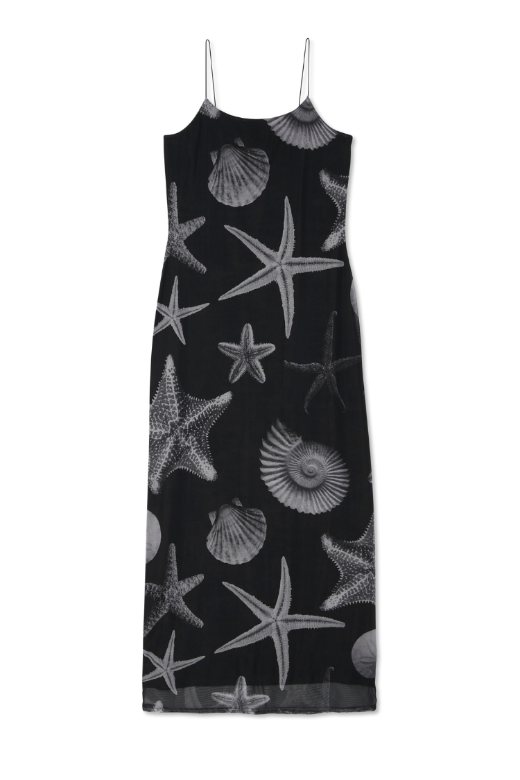 Black Seashell Mesh Cami Dress