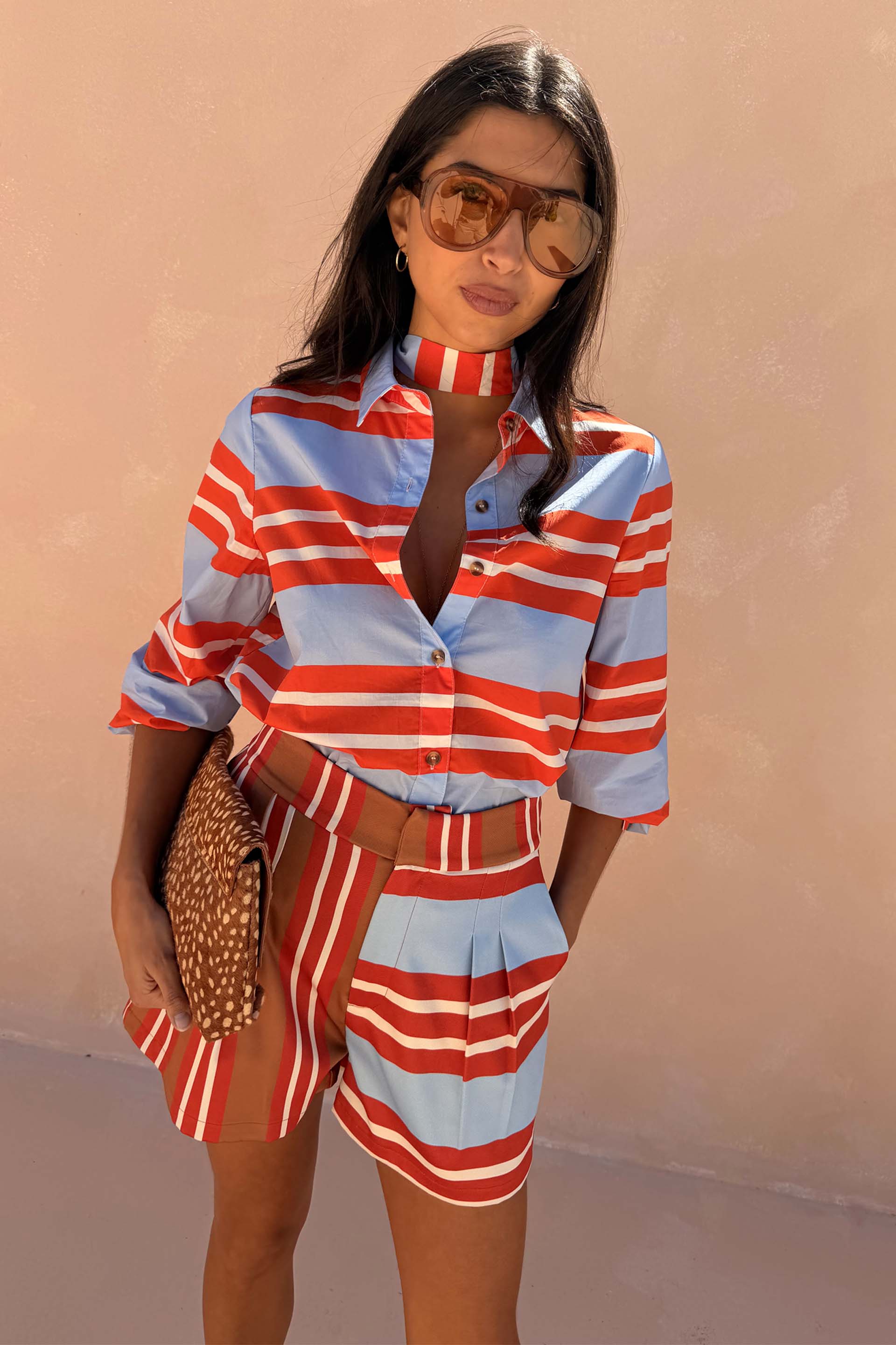 Multi Stripe Tie Shirt