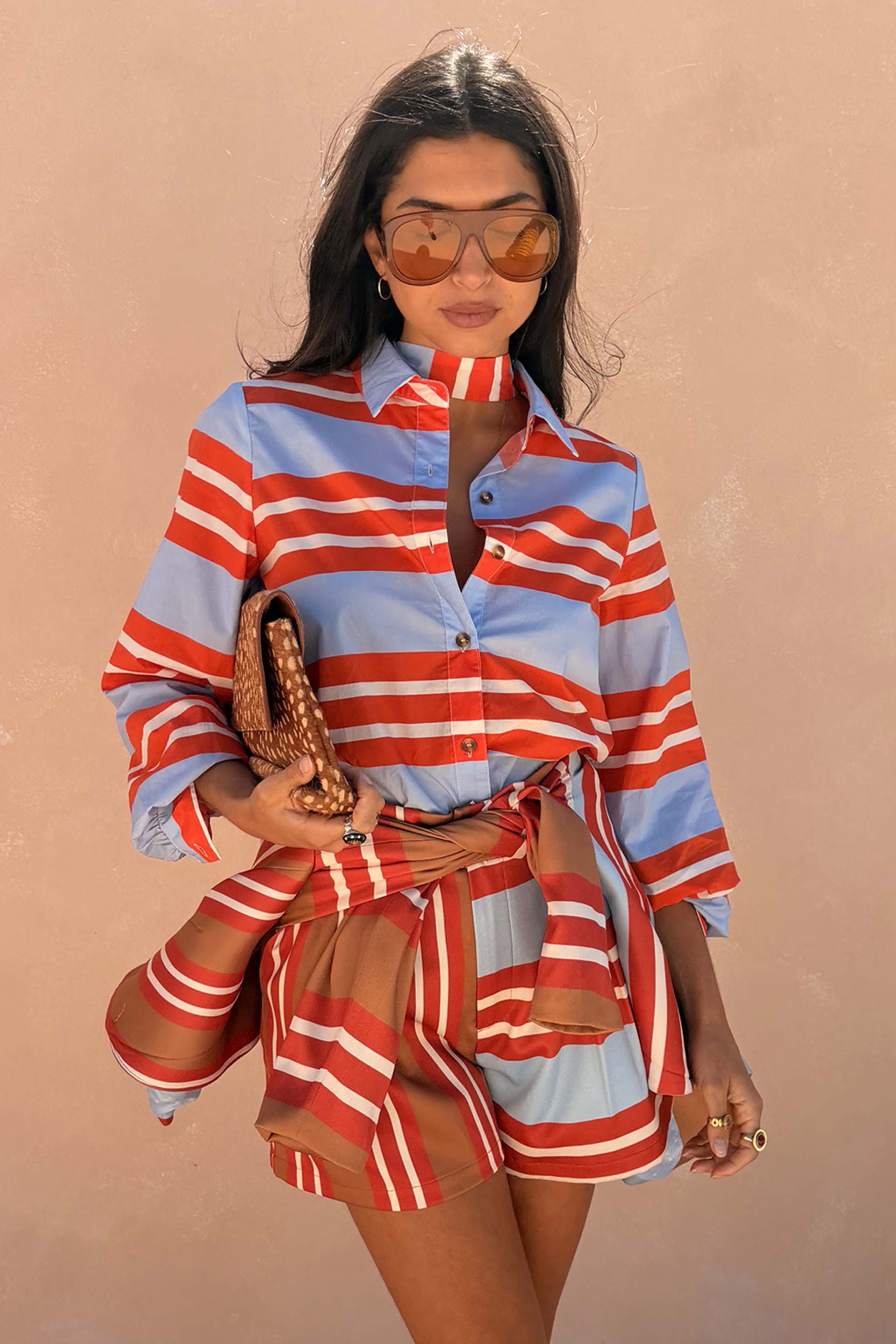Multi Stripe Tie Shirt